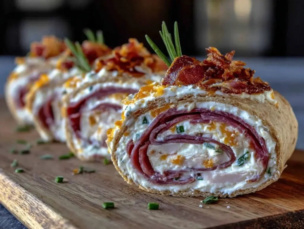 herbed cream cheese turkey pinwheels - featured image