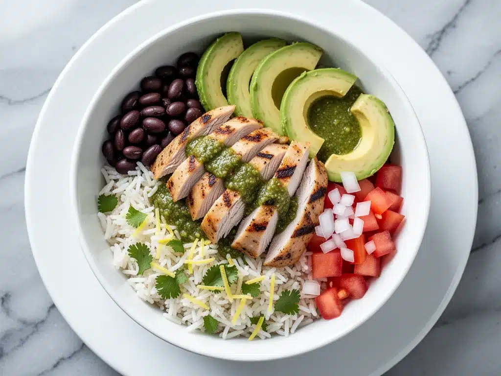 High-Protein Chicken Burrito Bowls: 5-Ingredient Dinner 4 high-protein chicken burrito bowls preparation steps
