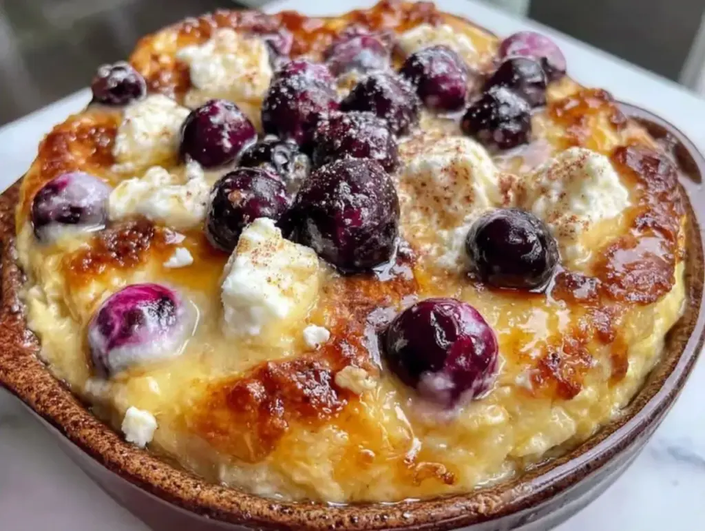 high-protein cottage cheese baked oats - featured image