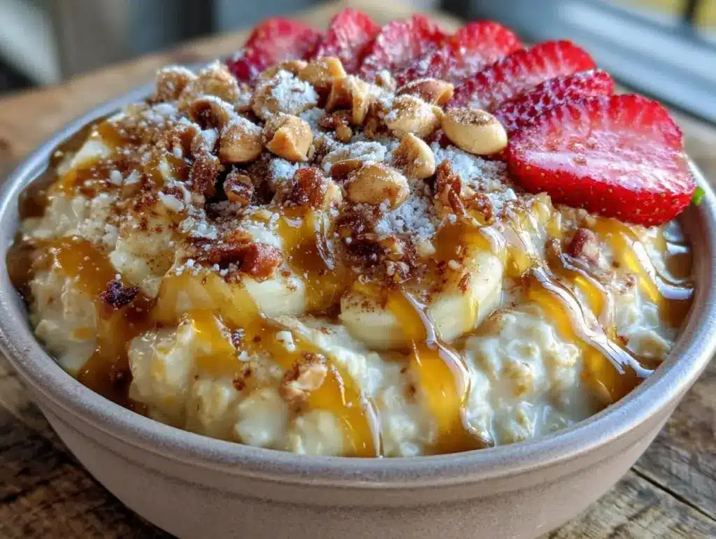 high-protein peanut butter overnight oats - featured image