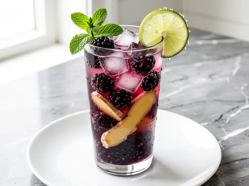 homemade blackberry ginger mocktail - featured image