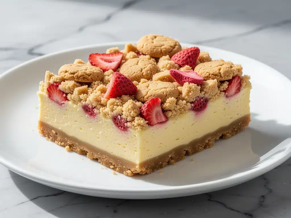 Homemade Strawberry Crunch Cheesecake Bars - featured image