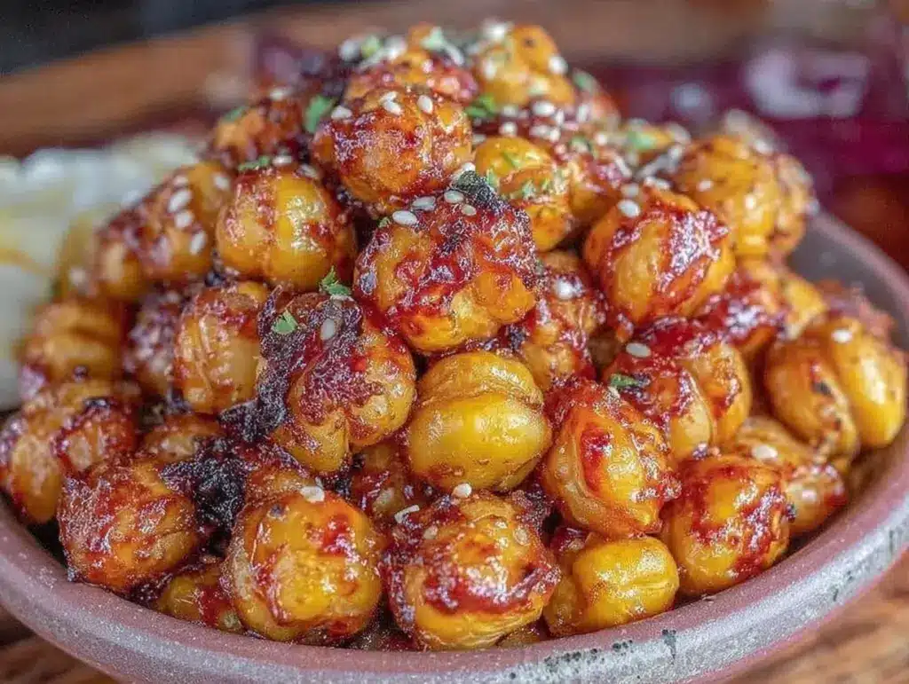 honey sriracha roasted chickpeas - featured image