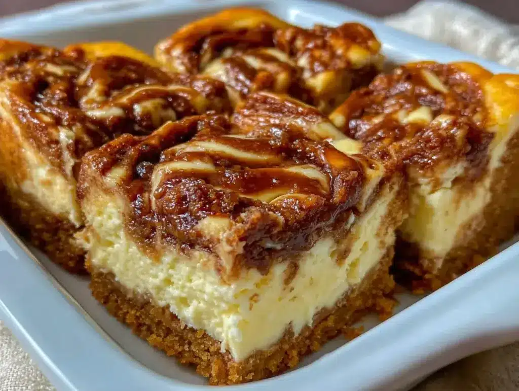 keto cinnamon roll cheesecake bars - featured image