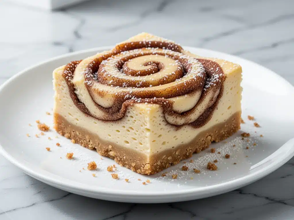 keto cinnamon roll cheesecake bars - featured image