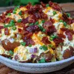 loaded baked potato salad with bacon - featured image