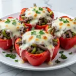 Low-Carb Philly Cheesesteak Stuffed Peppers - featured image