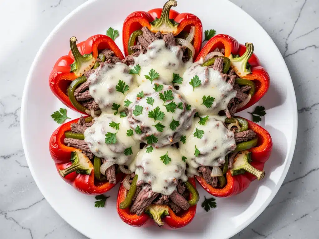 Low-Carb Philly Cheesesteak Stuffed Peppers: Best Easy Keto Recipe 4 Low-Carb Philly Cheesesteak Stuffed Peppers preparation steps
