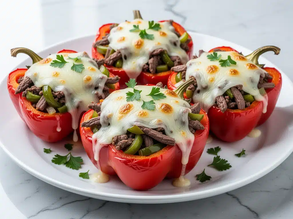 Low-Carb Philly Cheesesteak Stuffed Peppers - featured image