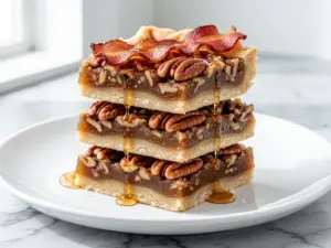 maple bacon pecan pie bars - featured image