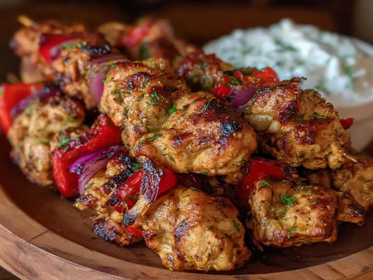 Mediterranean Grilled Chicken Skewers: Easy Tzatziki Recipe 4 Mediterranean Grilled Chicken Skewers preparation steps
