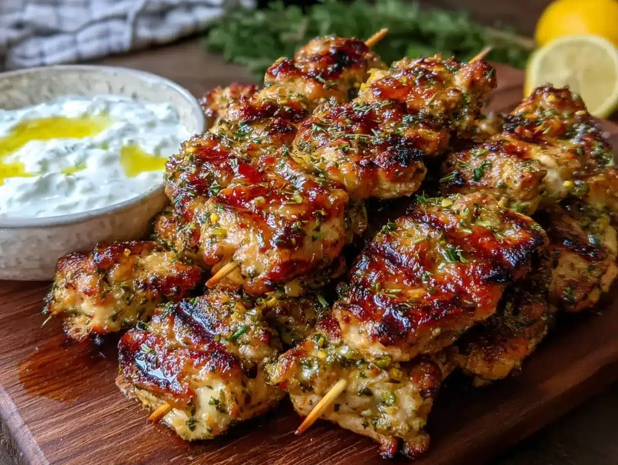 Mediterranean Lemon Herb Grilled Chicken Skewers: Perfect Tzatziki for Two 4 Mediterranean Lemon Herb Grilled Chicken Skewers preparation steps