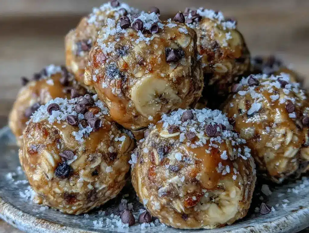 no bake peanut butter banana energy bites - featured image
