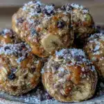 no bake peanut butter banana energy bites - featured image