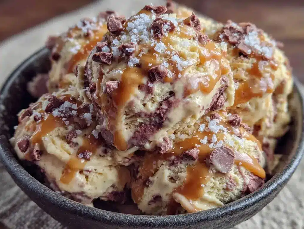 no-churn salted caramel ice cream - featured image