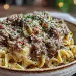 one-pot ground beef stroganoff - featured image