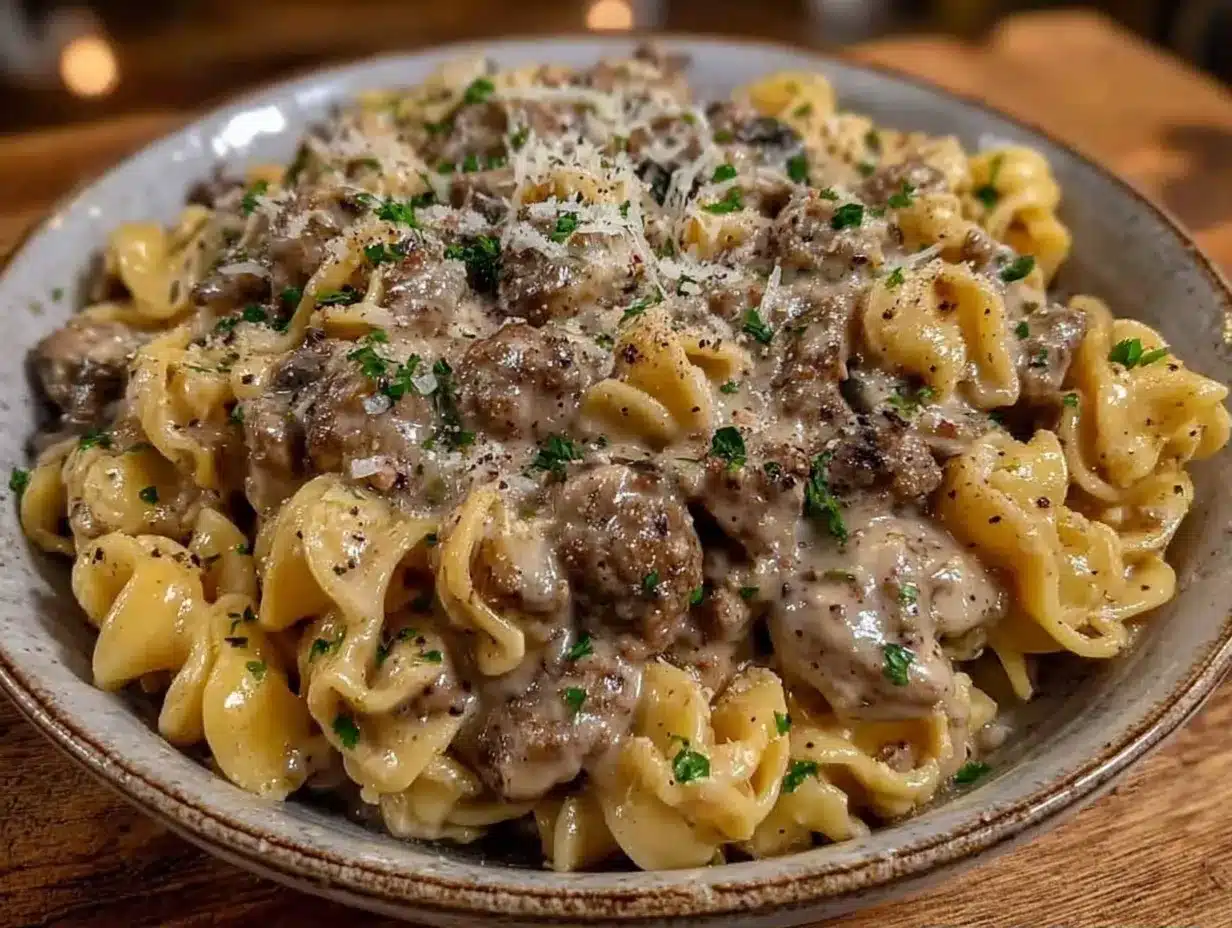 One-Pot Ground Beef Stroganoff: Easy 15-Min Dinner 4 one-pot ground beef stroganoff preparation steps