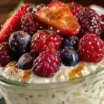 overnight vanilla chia pudding with berries - featured image