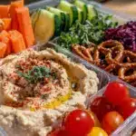rainbow veggie hummus snack boxes - featured image