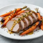 sheet pan honey mustard pork tenderloin - featured image