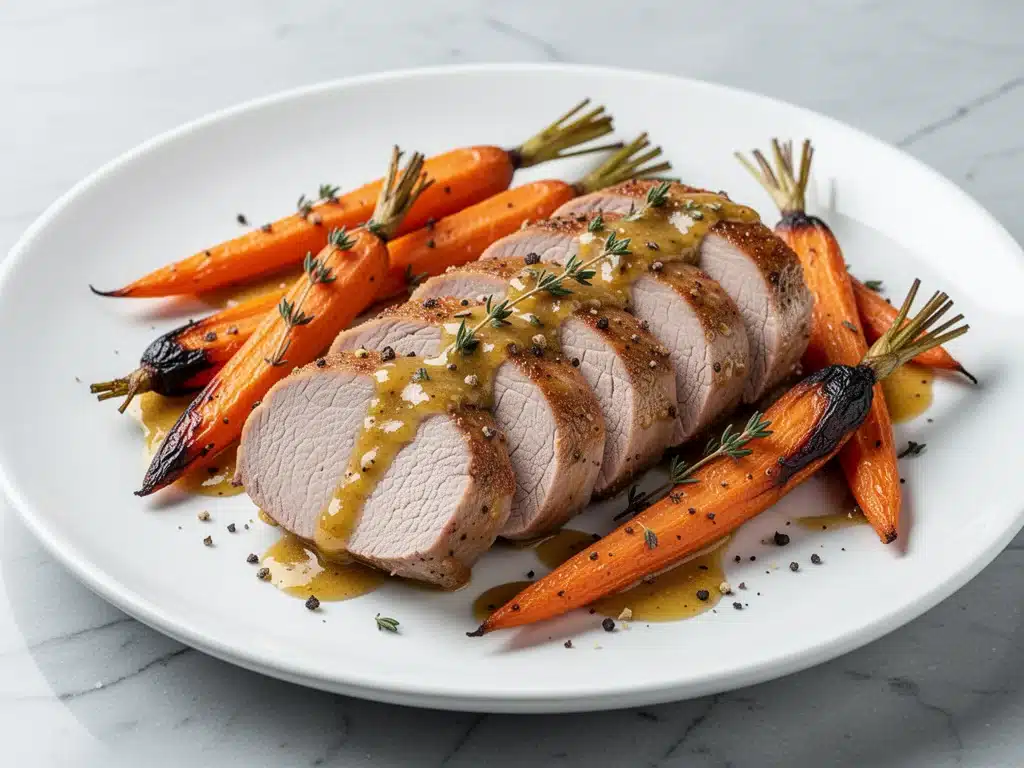 sheet pan honey mustard pork tenderloin - featured image