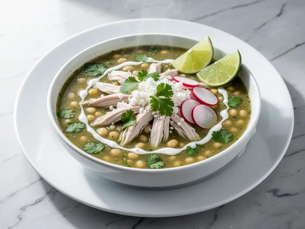 slow cooker chicken pozole verde - featured image