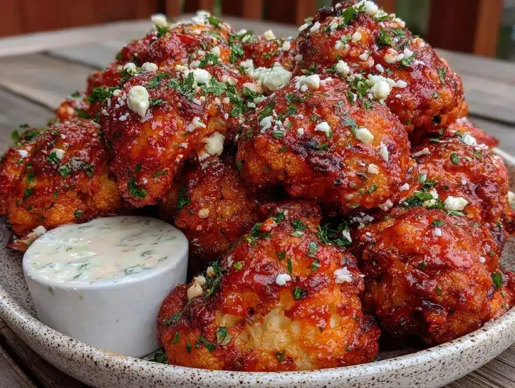 vegan buffalo cauliflower bites - featured image