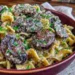vegan creamy mushroom stroganoff - featured image