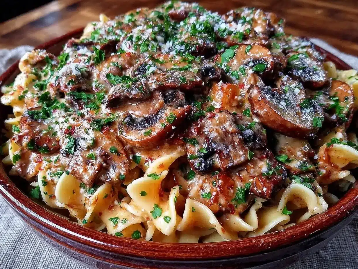 Vegan Creamy Mushroom Stroganoff: Easy Cashew Sauce Recipe 4 vegan creamy mushroom stroganoff preparation steps