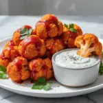 vegan crispy buffalo cauliflower bites - featured image