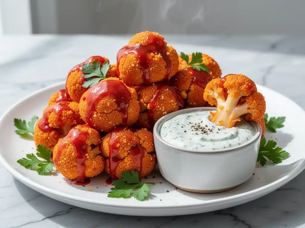 vegan crispy buffalo cauliflower bites - featured image
