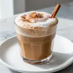 vegan maple cinnamon oat milk latte - featured image
