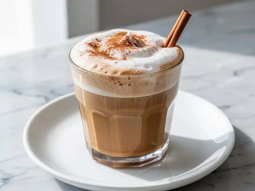 vegan maple cinnamon oat milk latte - featured image