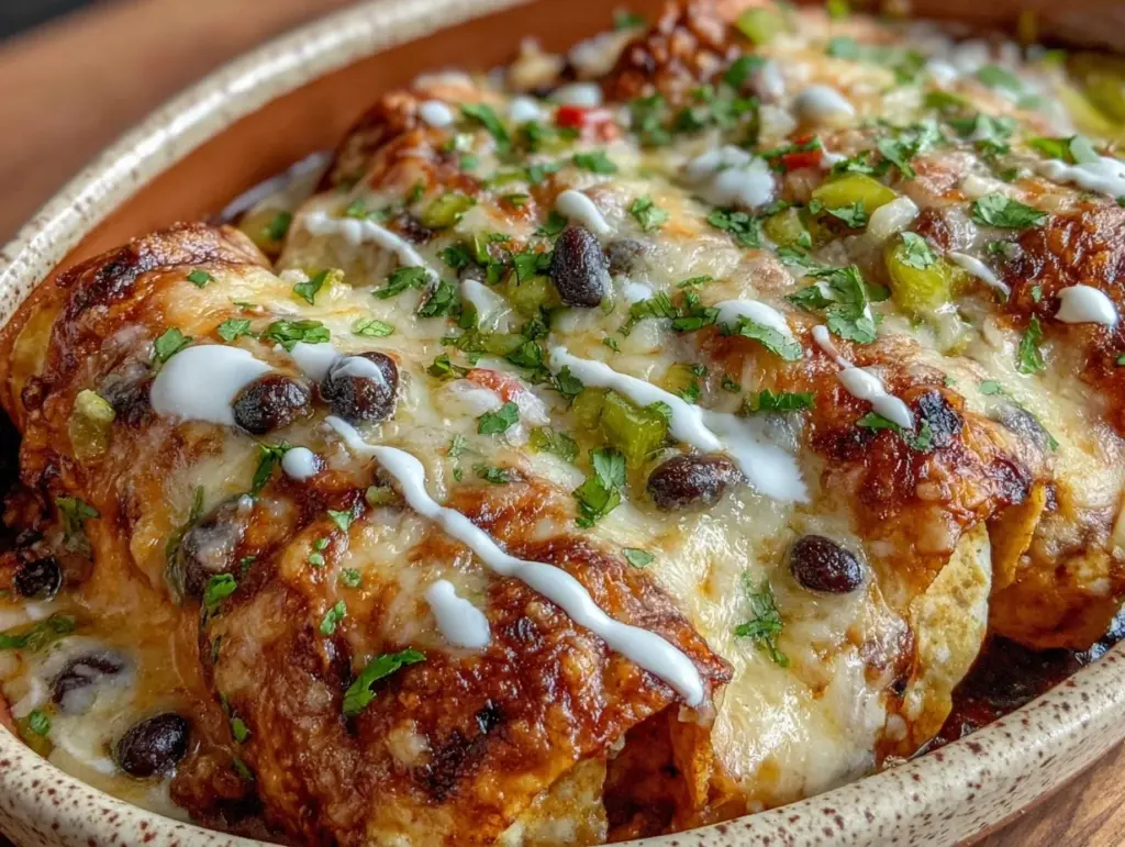 vegetarian black bean enchilada casserole - featured image