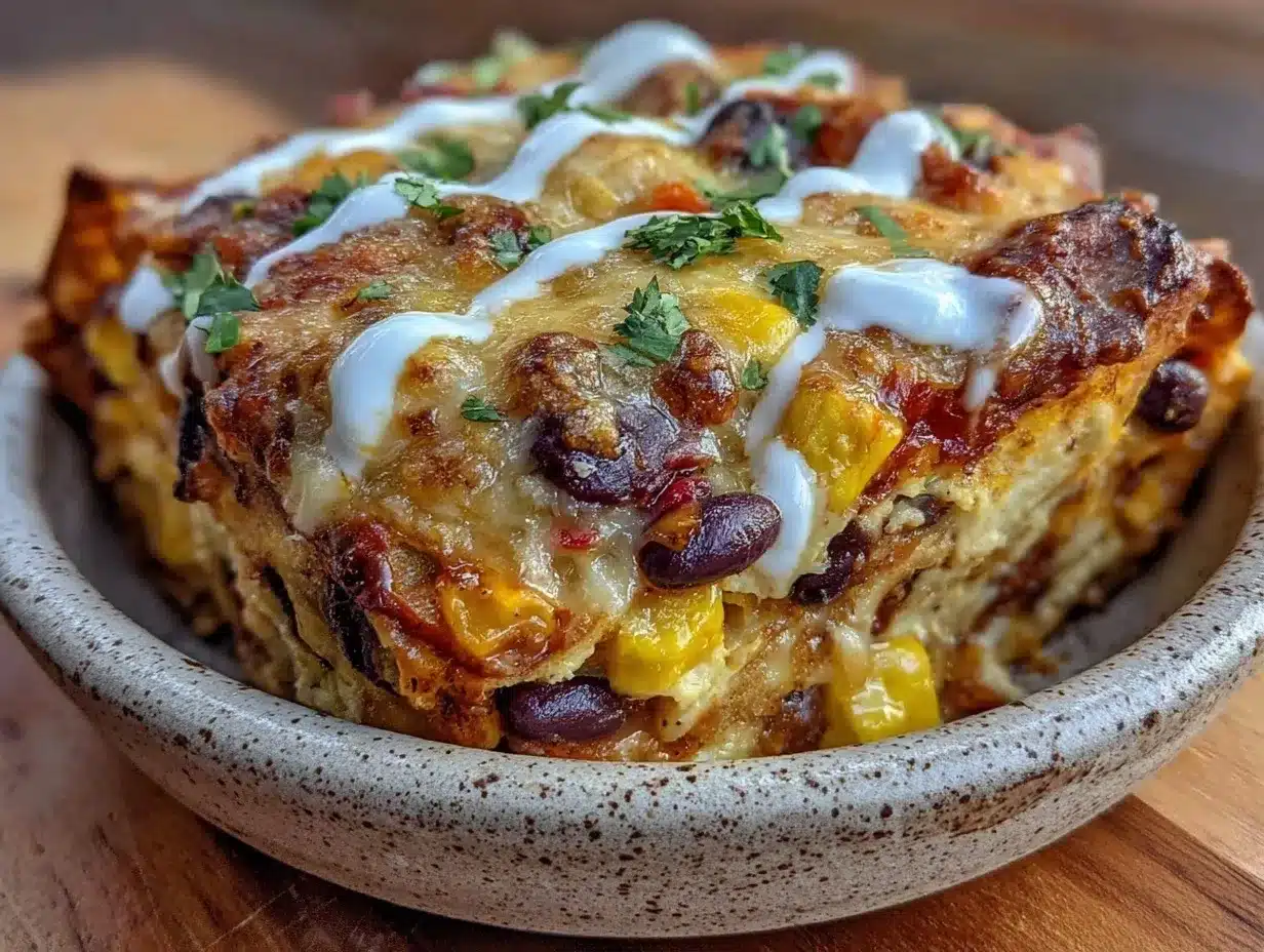 Vegetarian Black Bean Enchilada Casserole: Best Chipotle Dip 4 vegetarian black bean enchilada casserole preparation steps