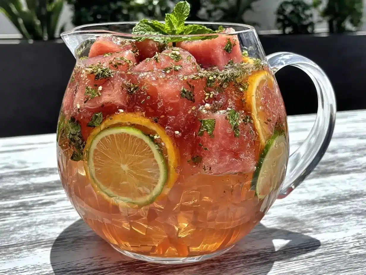 Easy Watermelon Mint Sangria: 3 Ingredients 4 Watermelon Mint Sangria preparation steps