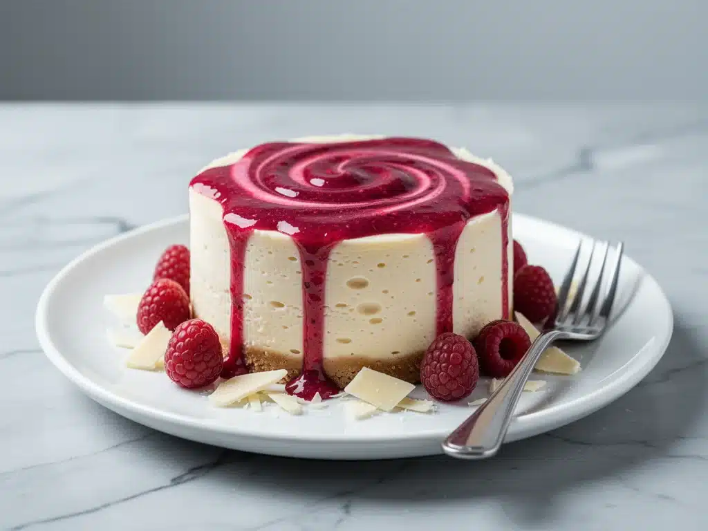white chocolate raspberry cheesecake - featured image