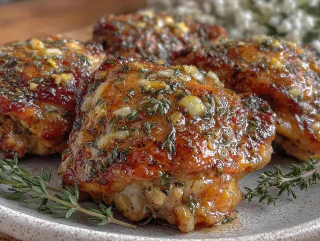 Whole30 Garlic Herb Roasted Chicken Thighs - featured image